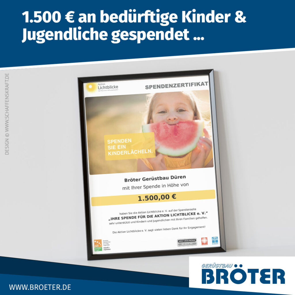 1.500 € an bedürftige Kinder & Jugendliche gespendet …