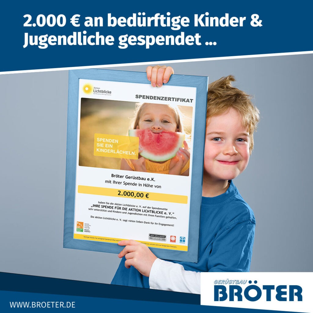 2.000 € an bedürf­tige Kinder & Jugend­liche gespendet …